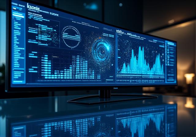 Futuristic AI Analytics Dashboard Display