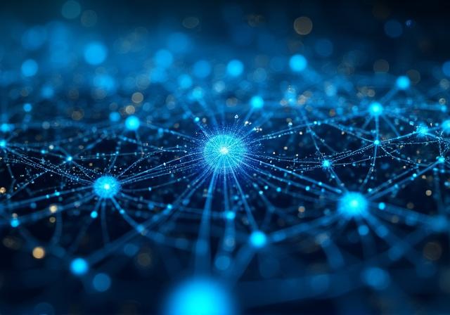 Futuristic AI neural network visualization