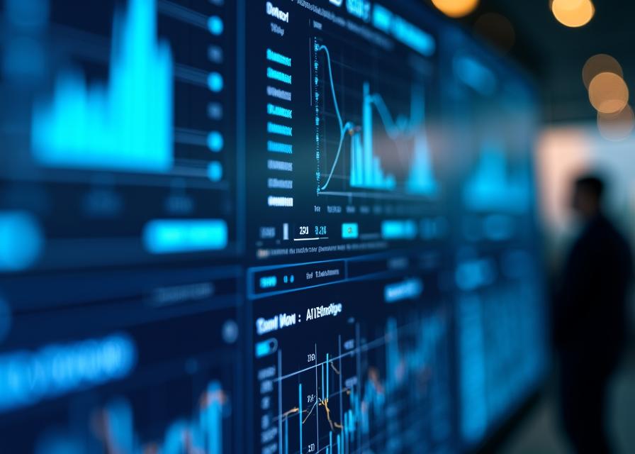 Close up of a futuristic high-tech dashboard interface